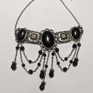 Victorian Gothic Necklace w/ Beaded Chains